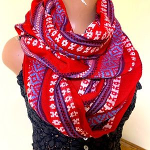 Red Woven Infinity Scarf